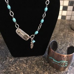 Western arrow necklace bracelet set